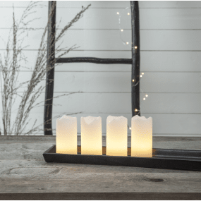 LED Bloklys 4-pk Hvid Fra Star Trading - Undg&aring; at placere lysene i direkte sollys, hvor de kan smelte og misfarves af varmen.