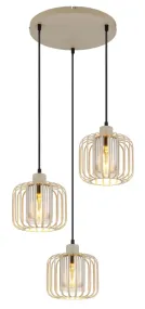 Alfred Ø44 Sand loftslampe Fra Globo Lighting - Den &auml;r tillverkad av sandf&auml;rgad matt metall och har mjukt rundade metalln&auml;tssk&auml;rmar med en inre glascylinder, som skapar ett elegant och luftigt uttryck.