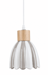Poppy Ø15 Hvid/beige Fra Pixie Design - Poppy er en charmerende keramisk vindueslampe med en bl&oslash;dt afrundet form og dekorative tr&aelig;detaljer, der tilf&oslash;jer et naturligt pr&aelig;g.