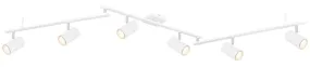 Robby 6 Hvid spotlight Fra Globo Lighting - Den best&aring;r av tre metallst&auml;nger, var och en utrustad med tv&aring; vridbara GU10-socklar med metallfinish.