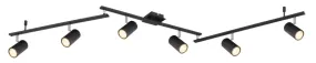 Robby 6 Sort spotlight Fra Globo Lighting - Den best&aring;r av tre metallst&auml;nger, var och en utrustad med tv&aring; vridbara GU10-socklar med metallfinish.