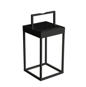 Portofino 30cm Sort solcellelampe Fra Konstsmide - Lampen oplades med solpanelet på 20h eller med det medfølgende USB-C kabel på 6h.