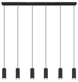 Robby 115cm Sort Fra Globo Lighting - Fr&aring;n den 115 cm l&aring;nga takmonteringen l&ouml;per sex kablar, var och en utrustad med en GU10-sockel.