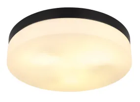 Vranos 30cm Sort Fra Globo Lighting - Lampan &auml;r tillverkad i aluminium och glas, vilket ger ett tidl&ouml;st och sofistikerat uttryck.