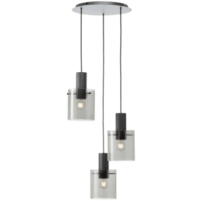 Riffelini Ø48 Antracit loftslampe Fra Brilliant - Det m&oslash;rkegr&aring; metal i kombination med det riflede glas skaber en flot lysspredning i rummet.