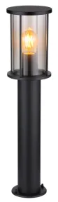 Gracey 60cm Sort pullerter Fra Globo Lighting - Gracey er en pullert med et stilfuldt design, lavet af matsort stål og har en røget glasskærm.