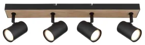 Robby 4 Natur spotlight Fra Globo Lighting - Robby &auml;r en&nbsp;stilren&nbsp;takspotlight som imponerar med sin eleganta design i mattsvart metall och MDF i tr&auml;-look.