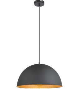Lenn Ø40 Sort Fra Globo Lighting - Den guldf&auml;rgade insidan av sk&auml;rmen, med en diameter p&aring; 41 cm, skapar en varm och inbjudande ljuseffekt.