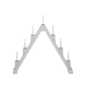 Candelabra 7 Lights Grå Fra Konstsmide - Foldbar elektrisk lysestage med 7 lys, lavet af gr&aring;malet tr&aelig;, dekoreret med sorte ringe omkring hvert lys for et elegant touch.