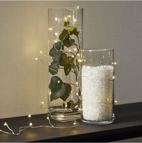 Lyskæde Dew Drop 3m Sølv Fra Star Trading - Leveres med 5m gennemsigtig ledning og stik.