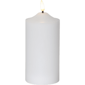 LED Bloklys Flamme Hvid Fra Star Trading - Vokslys med en ny naturtro flamme, der lyser med en varm hvid glød.