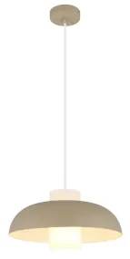 Lowe Ø38 Sand loftslampe Fra Globo Lighting - Den runda sk&auml;rmen i matt sandf&auml;rgad metall ger ett elegant och tidl&ouml;st uttryck, medan den cylinderformade sk&auml;rmen i opalglas sprider ett mjukt och behagligt ljus.