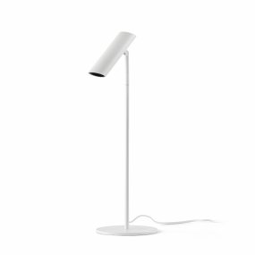 Leo 48cm Hvid skrivebordslampe Fra Faro Barcelona - Leo er en hvid bordlampe med integreret LED, der kombinerer alsidighed med moderne design.