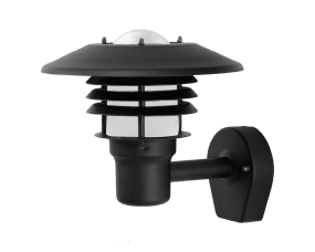 Tellus Sort udendørslampe Fra Westal - Tellus-væglampen er et svenskdesignet armatur med en E27-sokkel og en kop af opalglas, der omgiver lyskilden.