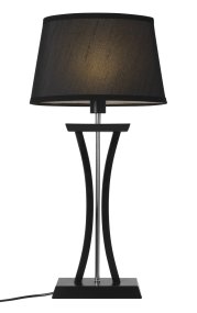 New Chelsea 60cm Sort bordlampe Fra Cottex - Ny Chelsea XL bordlampe i sort træ&auml; med kromdetaljer og en elegant oval skærm, der giver en blød og behagelig belysning.