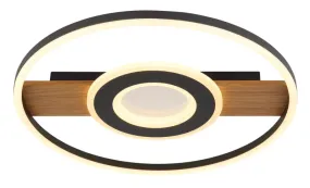 Pikara Ø40 Træ plafond Fra Globo Lighting - Den mattsvarta metallen tillsammans med tr&auml;looken skapar en stilfull balans mellan samtida design och naturlig estetik.