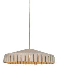 Vesta Skærm Ekskl. Ophæng Ø75 Natur loftslampe Fra Alde & Lind - Moderne lampesk&aelig;rm i rustikt h&oslash;rstof, indvendigt med hvid reflekterende overflade og fl&aelig;sekant med foldede l&aelig;g.