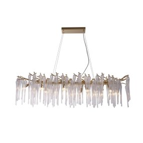 Heritage 117cm Guld krystal Fra Searchlight - De lange, smalle glasdetaljer skaber et levende og glitrende udtryk, der giver rummet både bevægelse og en eksklusiv fornemmelse.