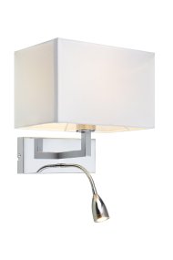 Savoy Chrom læselampe Fra Markslöjd - Den rektangulære skærm i kombination med den fleksible LED-lampe på 3W giver både et atmosfærisk skær og praktisk lys til løsning.