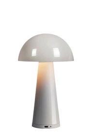 Fungi 27cm Greige Fra Markslöjd - Indbygget batteri, der oplades via det medf&oslash;lgende USB-C-kabel (1m), der tilsluttes en Min 1A Max 6A adapter (medf&oslash;lger ikke) og kan bruges tr&aring;dl&oslash;st i op til 8 timer.