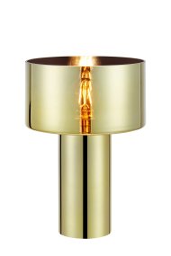 Corin 32cm Guld Fra Markslöjd - Guldfarvet bordlampe lavet udelukkende af glas med en afrundet sk&aelig;rm og matchende fod, der elegant lader lyset slippe igennem.