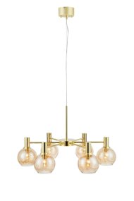 Ambra Ø75 Messing Fra Markslöjd - Ambra er en stor og imponerende loftslampe med en ramme i en r&oslash;dbrun finish.