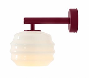Puff 23cm Bourgogne væglampe Fra Artera - Den dekorative skærm i hvidt opalglas har en bølget form, der giver lampen et legende og elegant udtryk.
