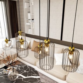 Vander 115cm Sort/Guld loftslampe Fra Emibig Lighting - Vander - en perfekt kombination af industrielt og elegant design.