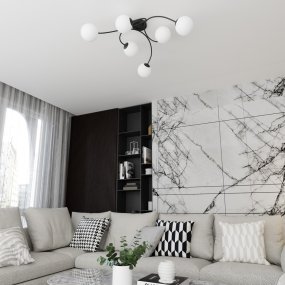 Vibra 97cm Hvid plafond Fra Emibig Lighting - De opalglaskupler spreder et bl&oslash;dt og diffust lys, der tilf&oslash;jer lethed og en moderne f&oslash;lelse til rummet.