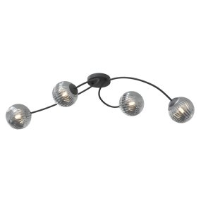 Vibra 110cm Røgfarvet plafond Fra Emibig Lighting - De r&oslash;gede glassk&aelig;rme spreder et bl&oslash;dt og diffust lys, der tilf&oslash;jer lethed og en moderne f&oslash;lelse til rummet.