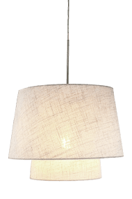 Doble Ø48 Beige Fra Aneta Lighting - Doble loftspendlen har et stilfuldt og blødt design, hvor to tekstilskærme i forskellige størrelser mødes i et smukt lagdelt udtryk.