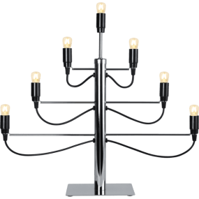 Milano Krom Fra Star Trading - Stilfuld og moderne lysestage i forkromet metal med sorte detaljer og plads til 7 lyskilder.