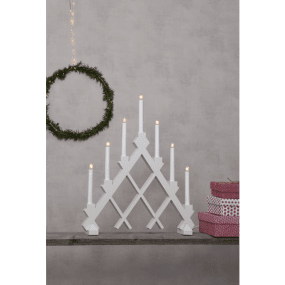 Rut Hvid Fra Star Trading - Smuk hvid tr&aelig; lysestage.