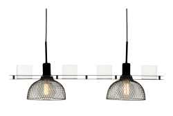 Timjan 78cm Sort loftslampe Fra Aneta Lighting - TIMJAN en lige loftslampe med to&aring; Skærme lavet af metalnet.