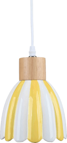 Poppy Ø15 Gul/hvid Fra Pixie Design - Poppy er en charmerende vindueslampe i keramik med en bl&oslash;dt afrundet form og dekorative tr&aelig;detaljer, der tilf&oslash;jer et naturligt pr&aelig;g.