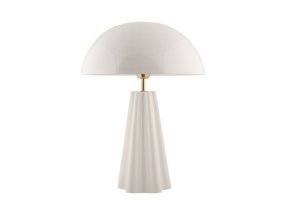 Amplio 55cm Hvid bordlampe Fra Leitmotiv - Den er lavet af metal med en blank hvid finish og elegante messingdetaljer, der giver et sofistikeret udtryk.