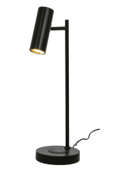 Tabela 52cm Sort skrivebordslampe Fra Aneta Lighting - Med en ladeplade i træ på lampefoden og et USB-stik kan du oplade dine enheder uden besvær.