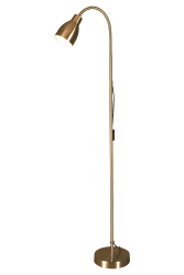 Sarek Antik messing gulvlampe Fra Aneta Lighting - Sarek er en elegant gulvlampe i anti-messing med flex arm for nem justering af lyset.