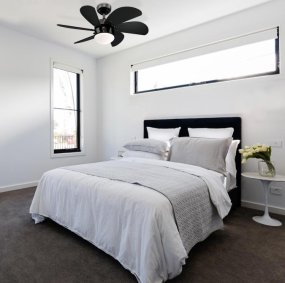 Turbo Swirl Ø76 Mørkegrå Fra Westinghouse - Den er ideel til rum op til 10 kvadratmeter og kan monteres i skrålofter med en maksimal hældning på 18°.