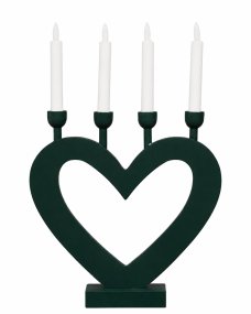 Hjerte Mørkegrøn Fra Pixie Design - Hjerteformen skaber en charmerende silhuet og g&oslash;r lysestagen til en flot dekoration i for eksempel vinduet, p&aring; et skrivebord eller et sidebord.
