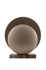 Orbit 32cm Brun bordlampe Fra Globen Lighting - Metalsk&aelig;rmene i kaffebrun matches med en fod i marmorsten, der giver den et &aelig;stetisk tiltalende udtryk.
