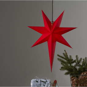 Rozen 65cm RØD Fra Star Trading - R&oslash;d papirstjerne med en h&oslash;jde p&aring; 65 cm.