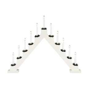 Candelabra 11 Lights Hvid Fra Konstsmide - Med sine 11 stearinlys i klassisk trapezform og dekorative manchetter skaber den en varm og festlig stemning i hjemmet.