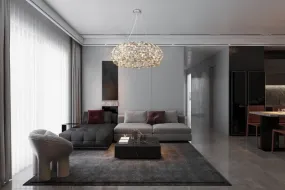 Katrina Ø80 Røgfarvet krystal Fra Globo Lighting - Katrina &auml;r en elegant rund kristallkrona i kromf&auml;rgad metall med gnistrande K9-kristaller som skapar en sofistikerad och lyxig atmosf&auml;r i ditt hem.