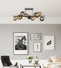 Riha 87cm Flerfarvet plafond Fra Globo Lighting - Glaskuporna i brons, gr&ouml;nt och petrol ger lampan en unik karakt&auml;r och eleganta f&auml;rginslag som kompletterar modern inredning.