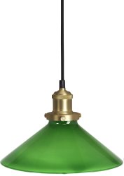 August Ø25 Grøn vindueslampe Fra PR Home - Lampesk&aelig;rm i gr&oslash;nt glas og lampesk&aelig;rm i metal med b&oslash;rstet messing finish.