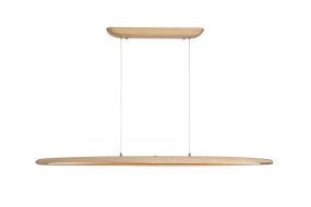 Kenzie 120cm Træ loftslampe Fra Searchlight - Kenzie-pendlen har et stilfuldt lineært design, hvor naturlig ask er kombineret med hvid akryl, hvilket giver et moderne og harmonisk udtryk.