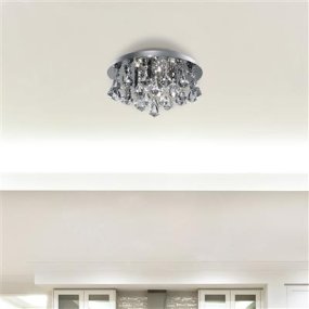 Hanna Ø35 Krom krystal Fra Searchlight - Hanna i kromfinish er en luksuriøs og moderne loftslysekrone, der monteres direkte i loftet - perfekt til rum med lavt til loftet uden at gå på kompromis med stil eller elegance.