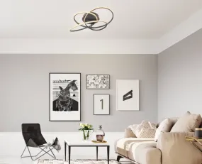 Panda Ø60 Sort plafond Fra Globo Lighting - Den har en fast installerad LED-panel som avger ett varmvit ljus och skapar en behaglig och inbjudande atmosf&auml;r i rummet.