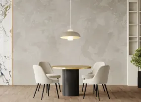 Lowe Ø38 Sand loftslampe Fra Globo Lighting - Den runda sk&auml;rmen i matt sandf&auml;rgad metall ger ett elegant och tidl&ouml;st uttryck, medan den cylinderformade sk&auml;rmen i opalglas sprider ett mjukt och behagligt ljus.